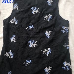 Sh27 Floral Lace Black Top